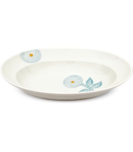 新品波佐見焼勲山窯20cm 楕円鉢ダリアライトブルー